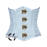 Baby Blue Brocade Antique Gothic Burlesque Waist Training Underbust Corset Bustier Top